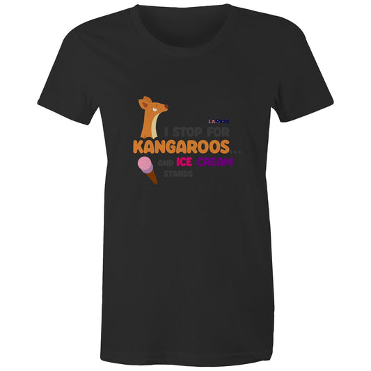 I Stop For Kangaroos - Women's Maple Organic Tee