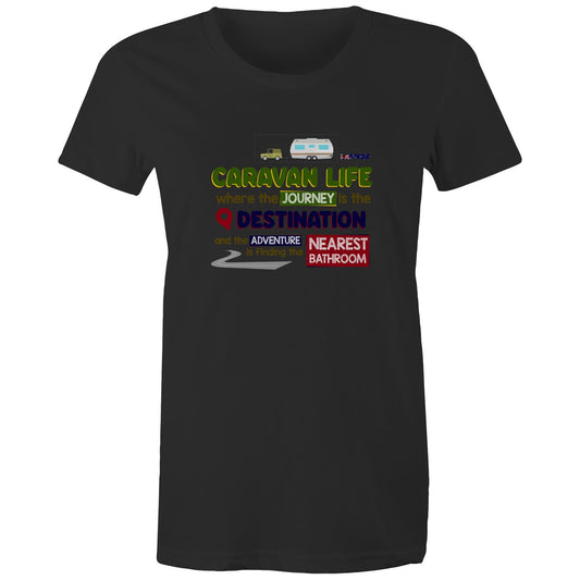 Caravan Life, Where the journey is the Destination - Women's Maple Organic Tee
